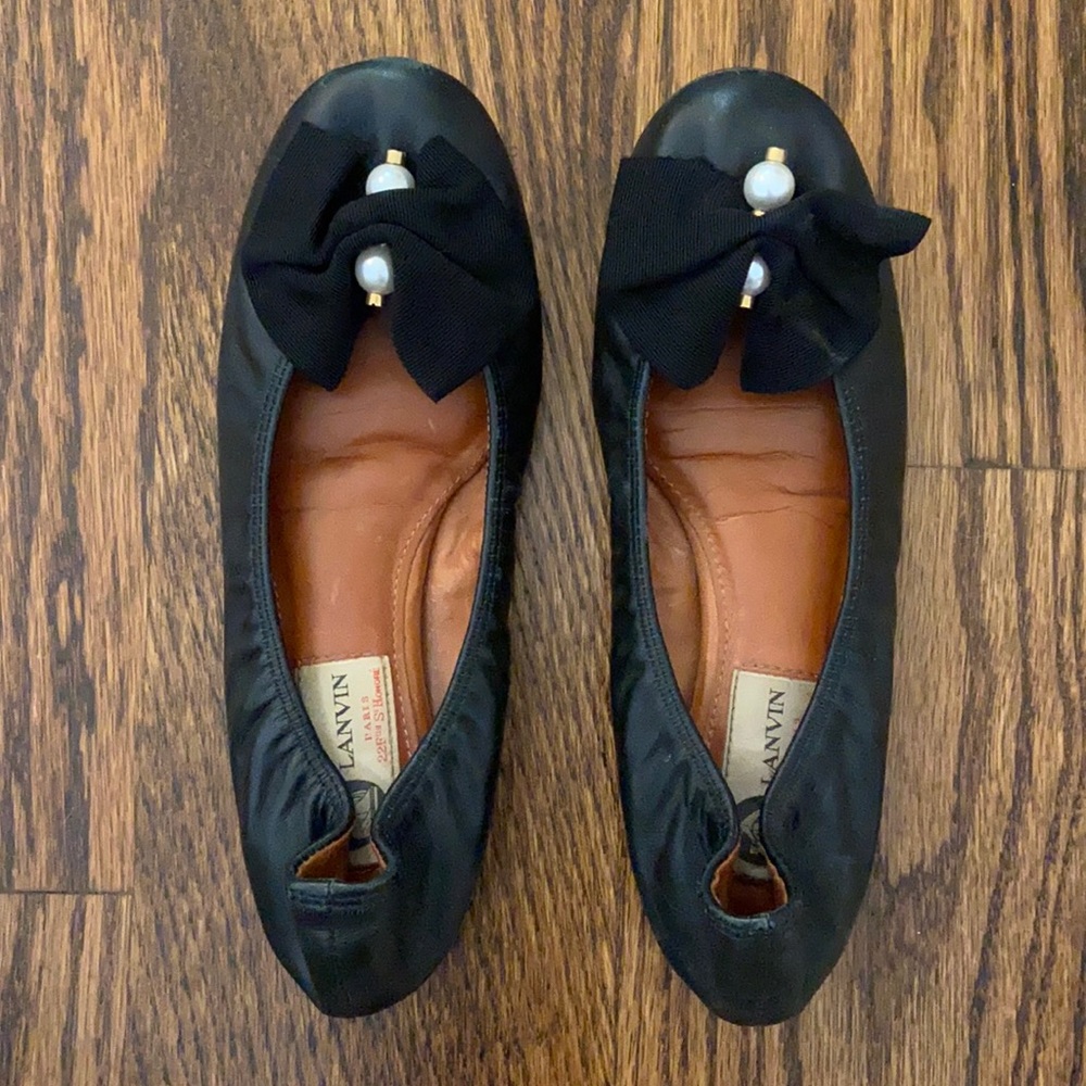 Lanvin bow ballet flats with pearl detail sz 5